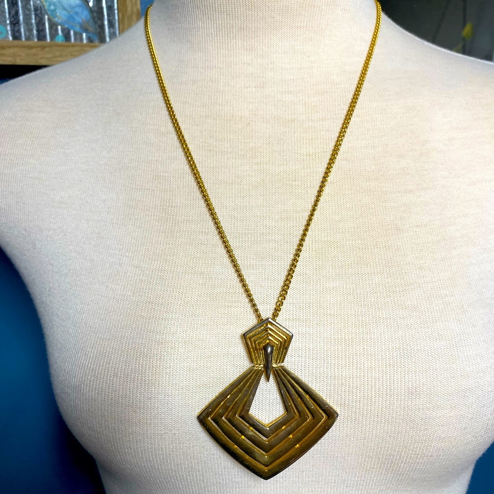 Lisner Gold Toned Aztec Statment Necklace